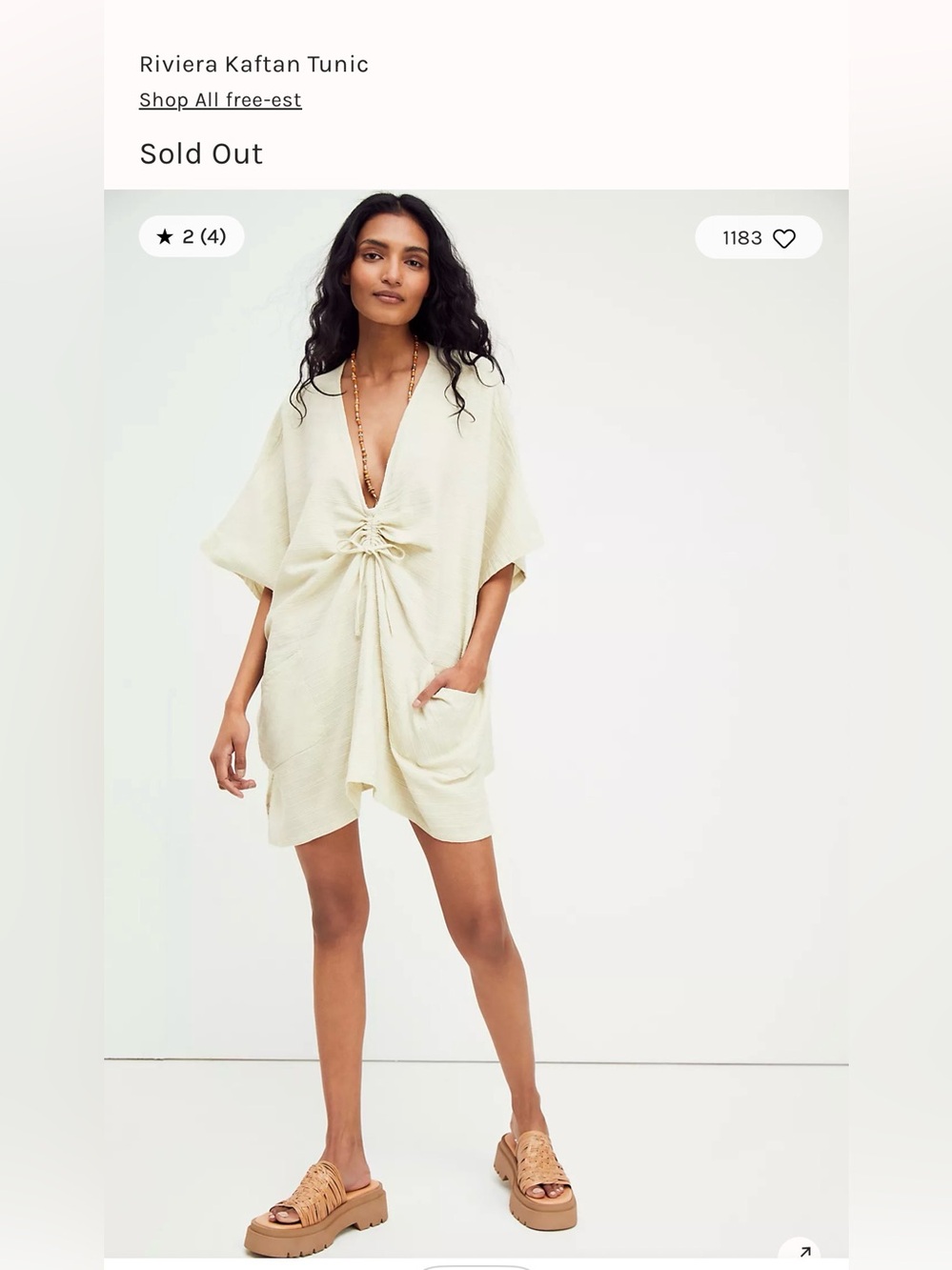 Free People Riviera Kaftan Tunic - Cream